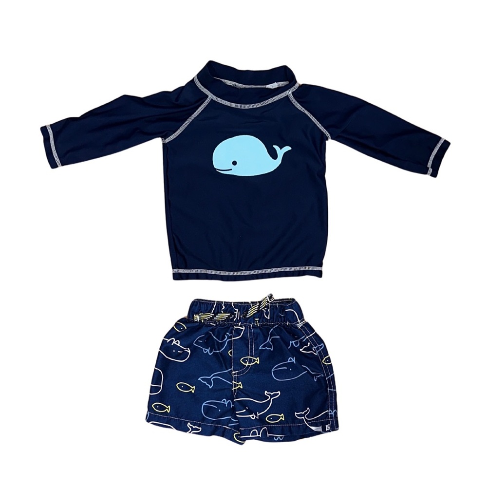 Carter's Dark Blue Whale Rashguard Set